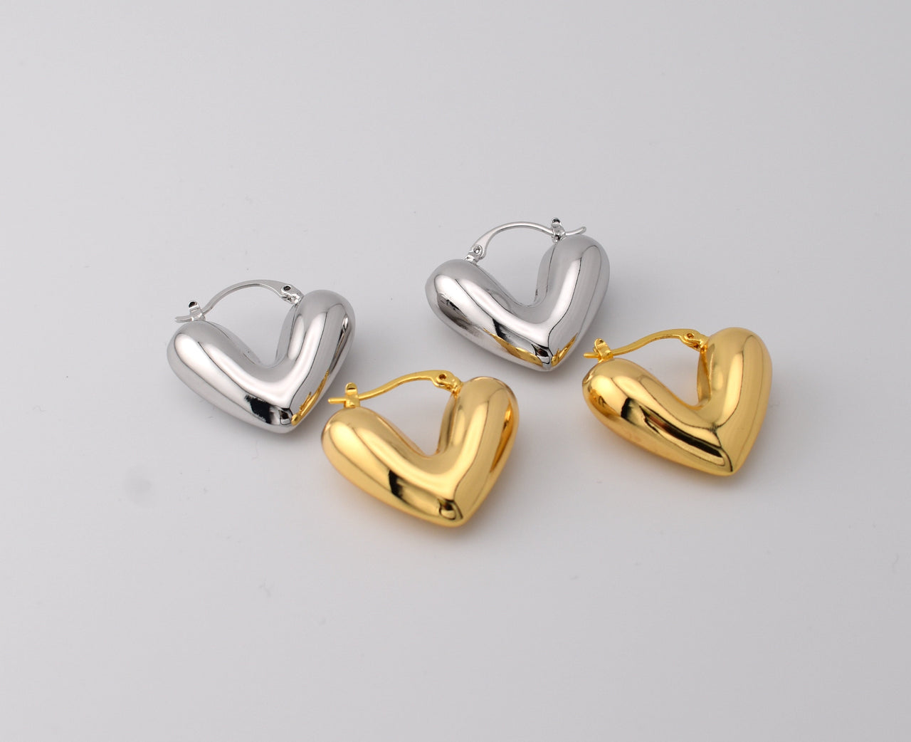 Puffy Heart Earrings Gold