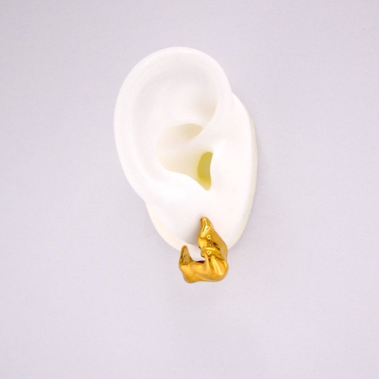 Wavy Hammered Open Hoops Gold