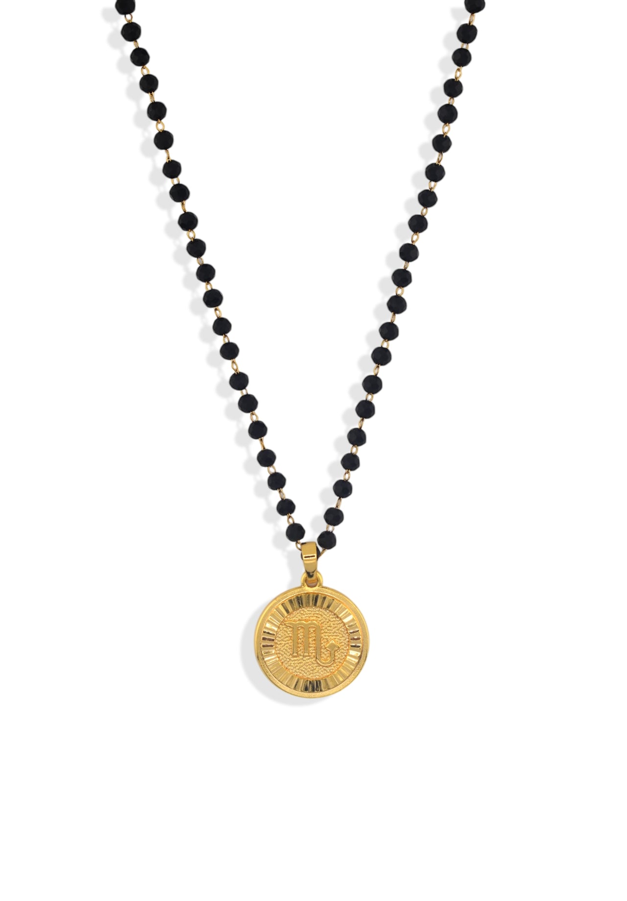 Black Zodiac Beaded Chain Necklace