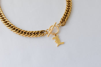 Gold Toggle Letter Charm Necklace