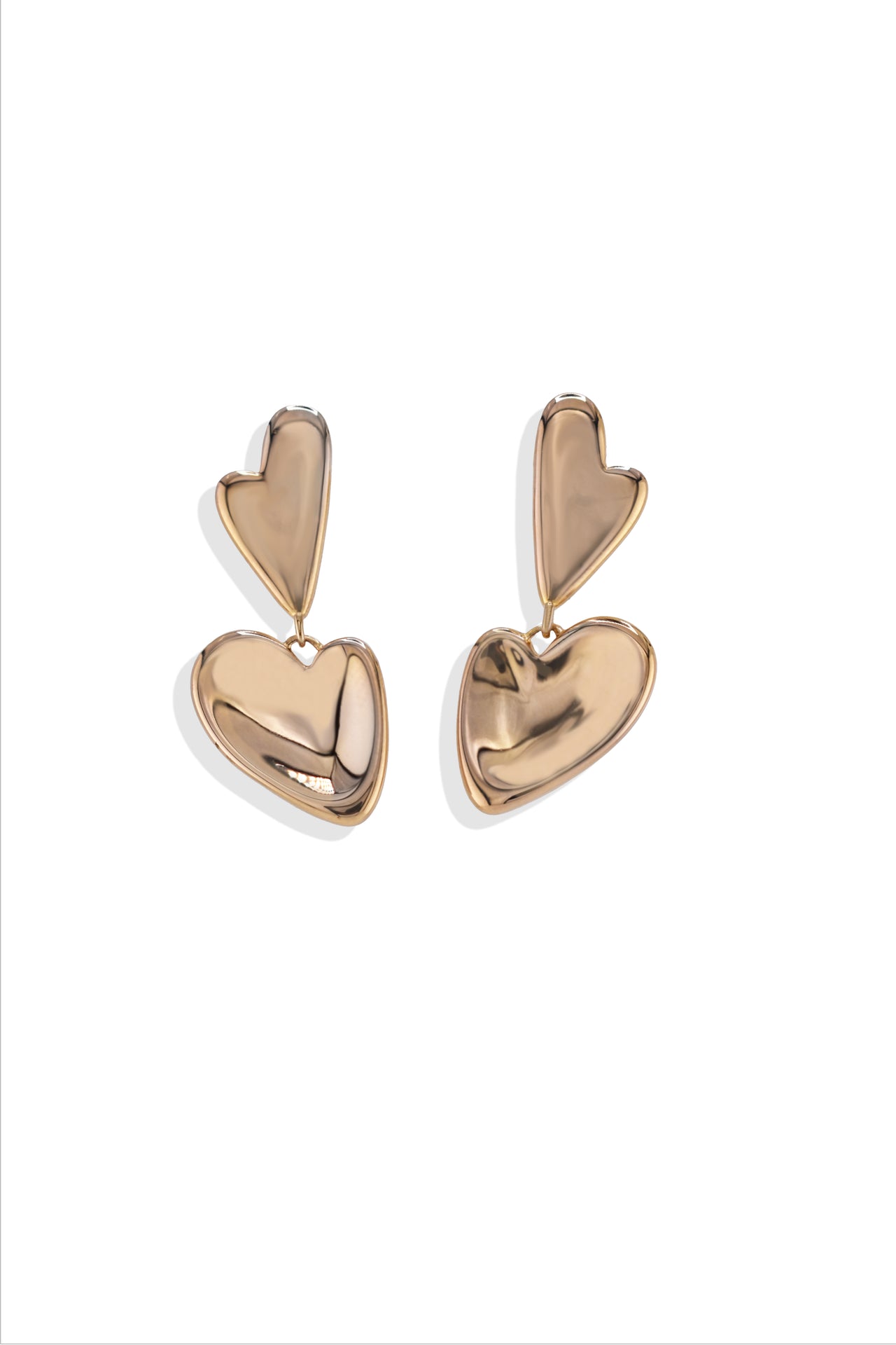 Gold Heart Drop Earrings