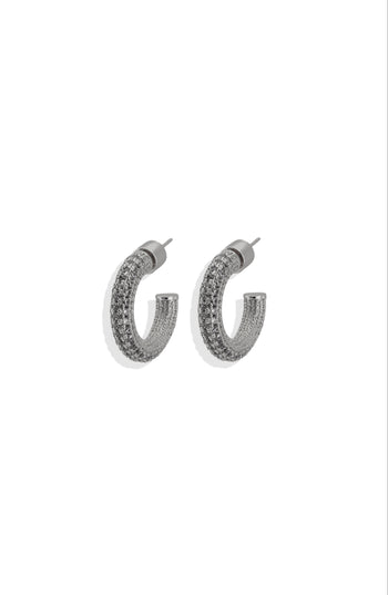 Crystal Pave Hoops Gold