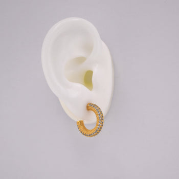 Crystal Pave Hoops Silver