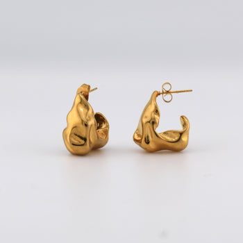 gold hammered L earrings butterfly back