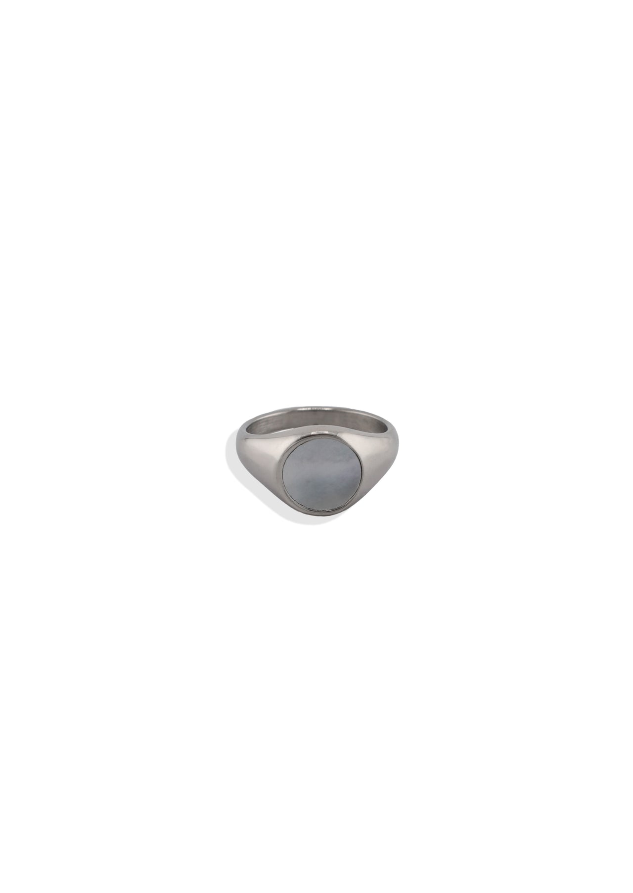 Round Pearl Signet Ring Silver