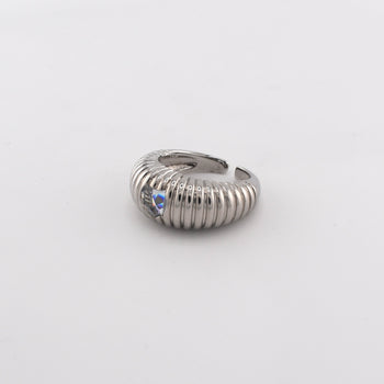 Ribbed Crystal Heart Ring