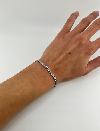 3.5mm Silver Curb Chain Bracelet