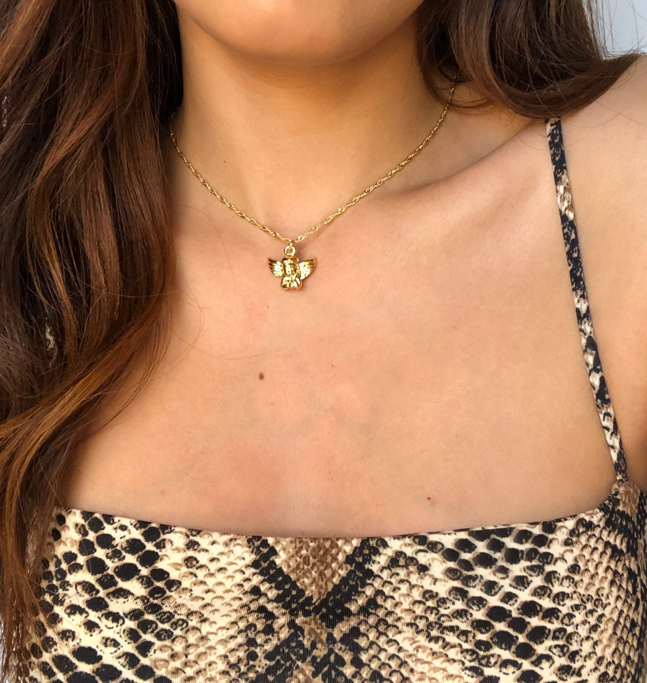 Gold Angel Charm Choker