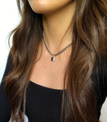 Curb Chain Padlock Necklace