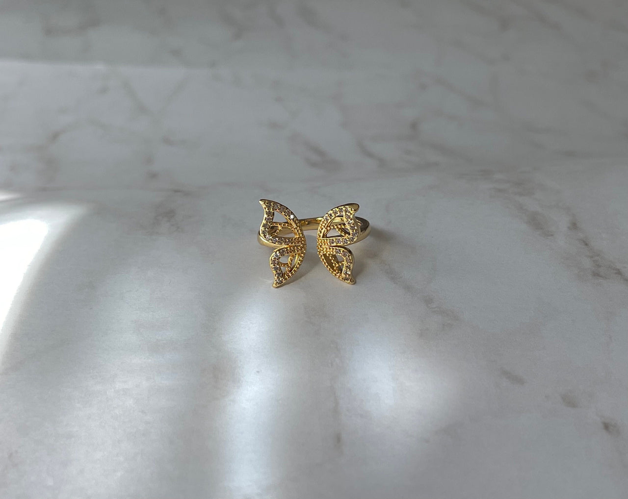 Gold Crystal Butterfly Ring