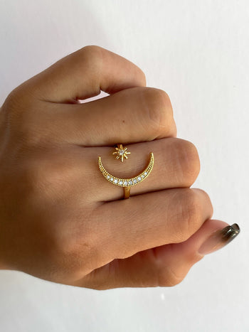 Moon and Star Ring