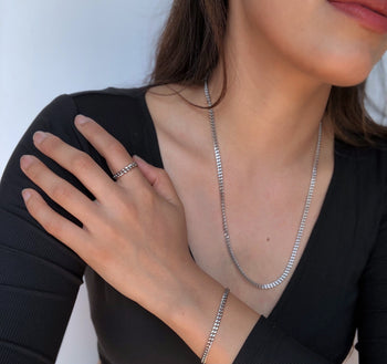 3.5mm Silver Curb Chain Bracelet