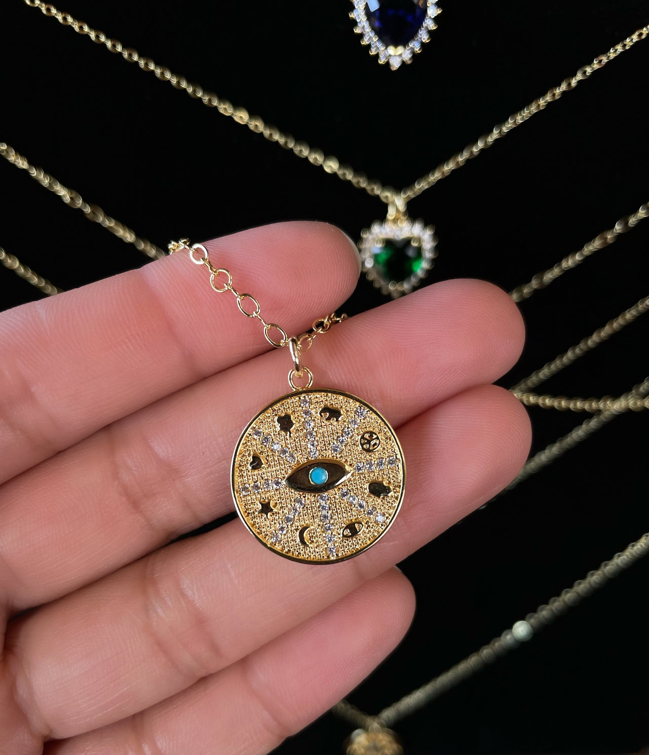 Gold Evil Eye Coin Necklace