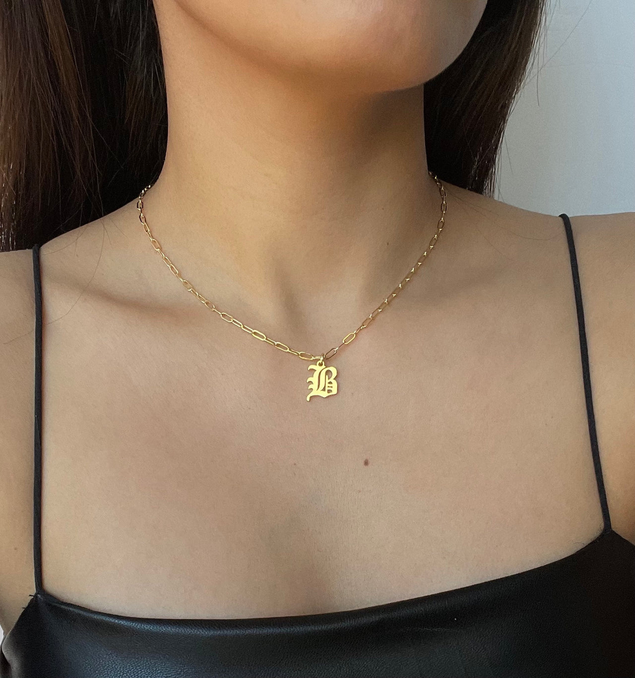 Gold Personalized Letter Necklace