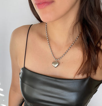 Bubble Heart Ball Chain Necklace