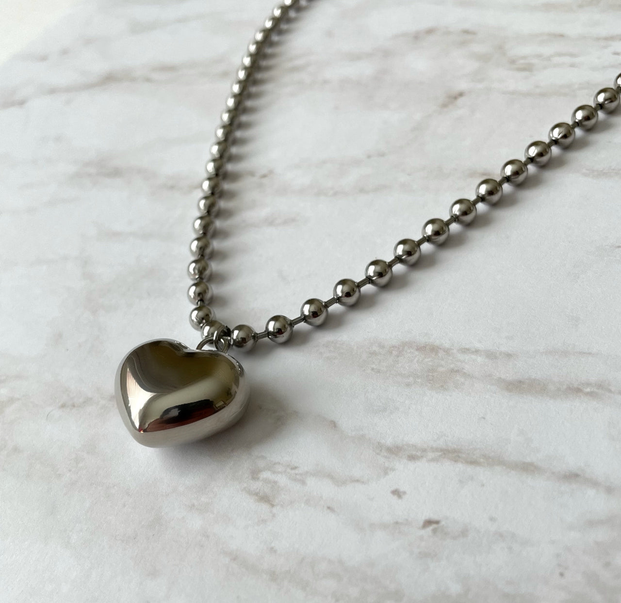 Bubble Heart Ball Chain Necklace