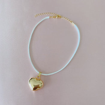 Leather Bubble Heart Choker