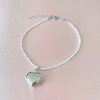 Leather Bubble Heart Choker