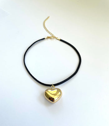 Leather Bubble Heart Choker