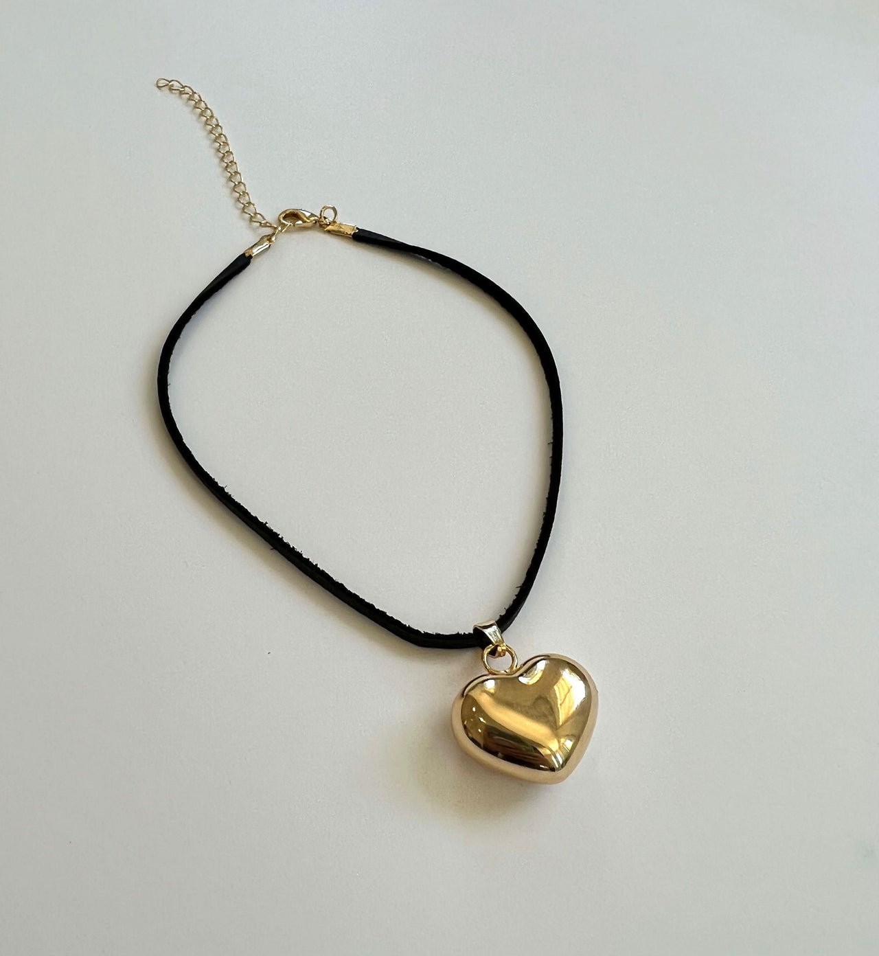 Leather Bubble Heart Choker