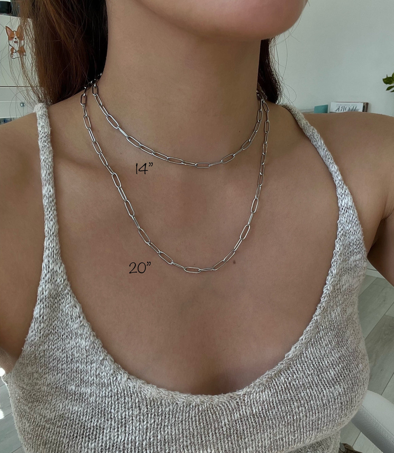 Thin Silver Paperclip Chain Necklace