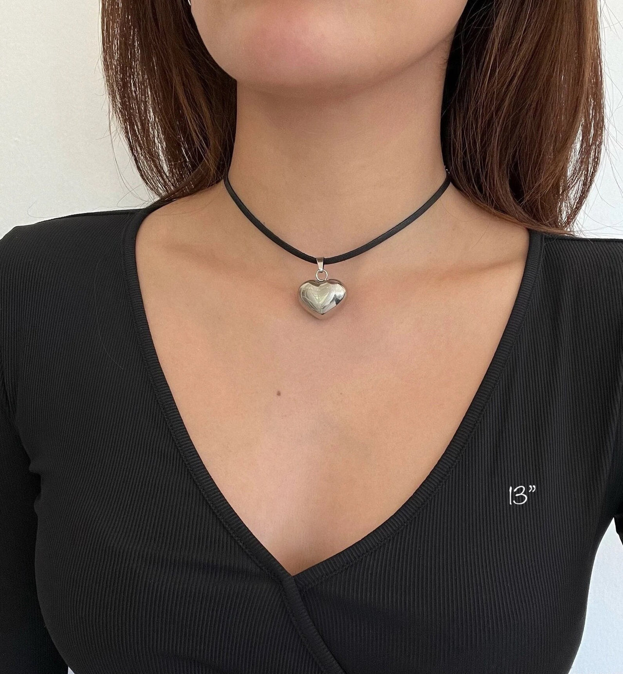 Leather Bubble Heart Choker