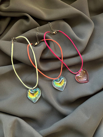 Colorful Suede Heart Necklace