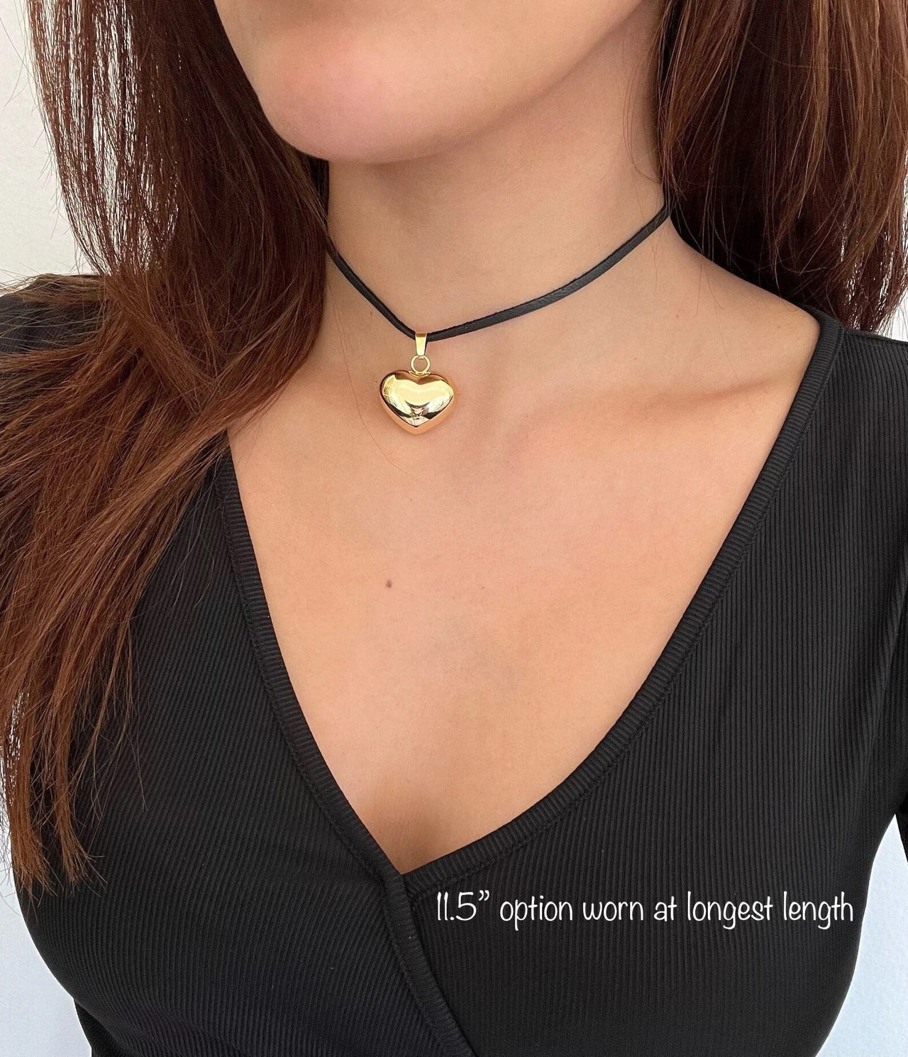 Leather Bubble Heart Choker