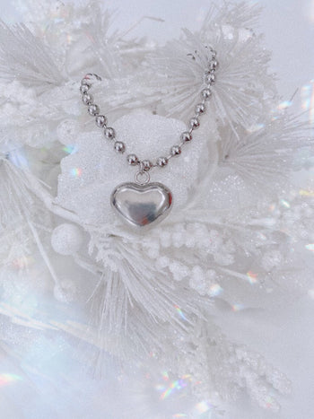 Bubble Heart Ball Chain Necklace