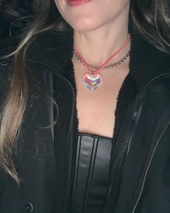 Colorful Suede Heart Necklace