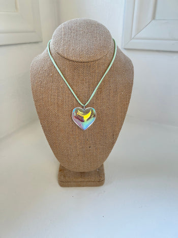 Colorful Suede Heart Necklace