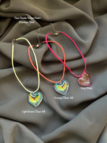 Colorful Suede Heart Necklace