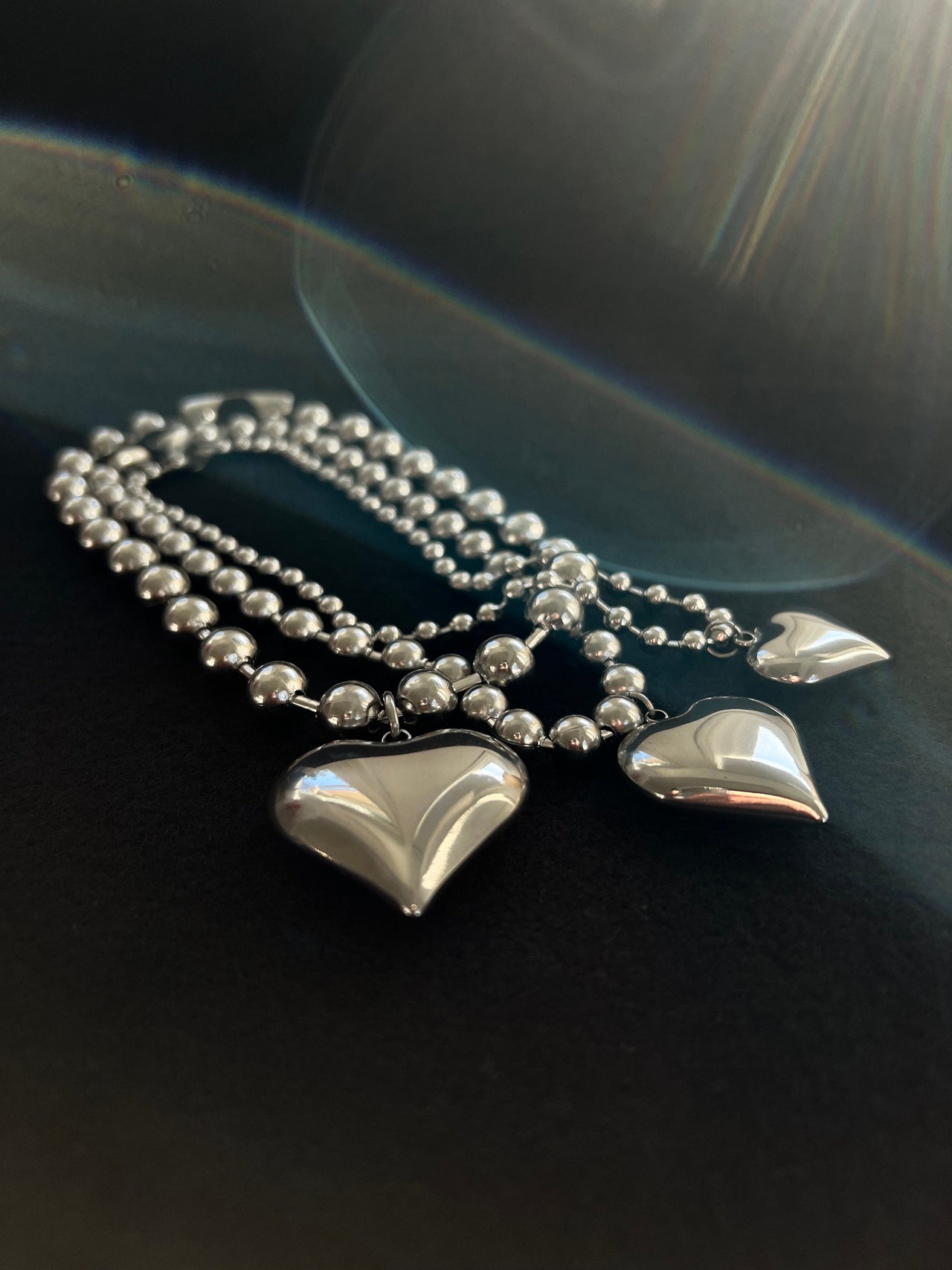 10mm Chunky Ball Chain Heart Necklace