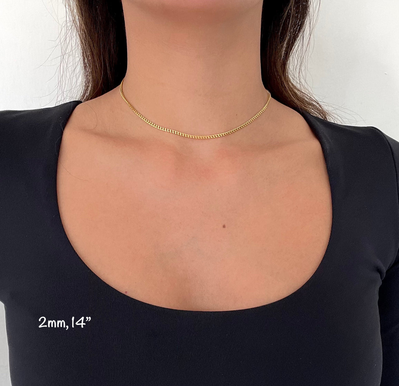 2mm Gold Curb Chain Necklace