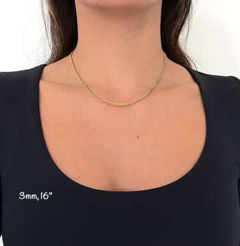 2mm Gold Curb Chain Necklace