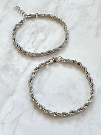 Silver Rope Chain Bracelet