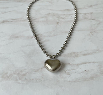 Bubble Heart Ball Chain Necklace
