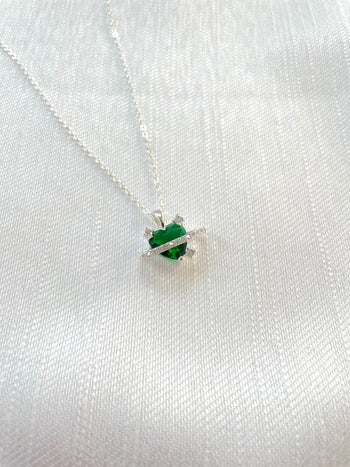 Silver Orbiting Heart Necklace