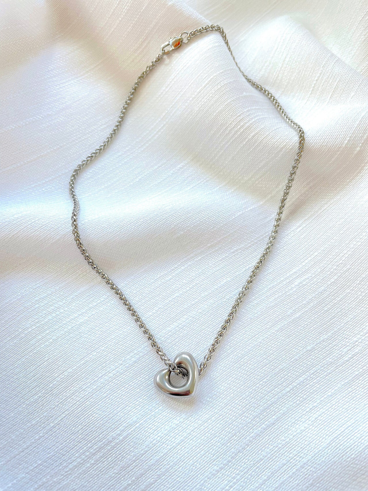 Wheat Chain Heart Necklace