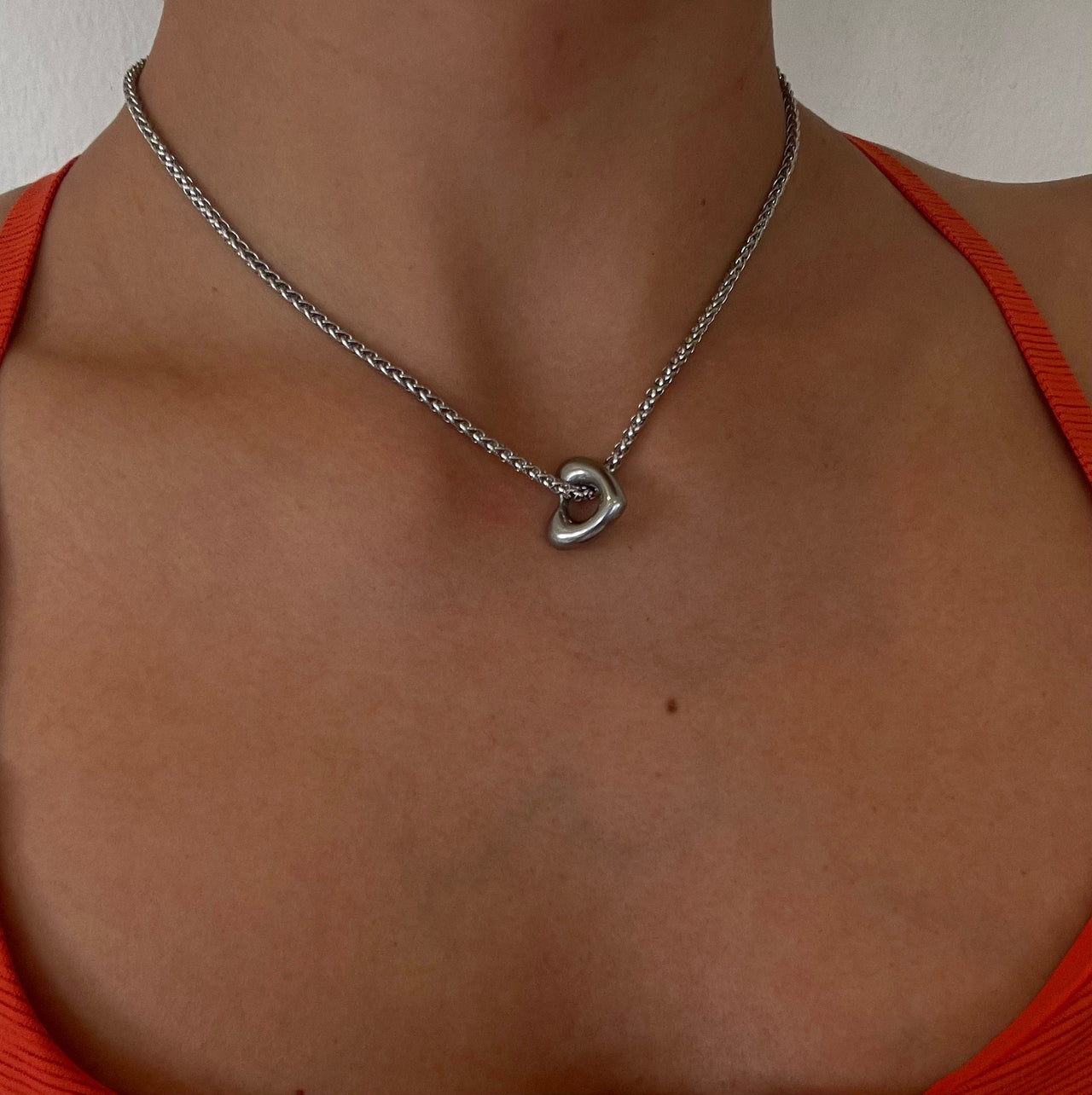 Wheat Chain Heart Necklace