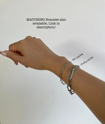 Pearl and Silver Paperclip Necklace