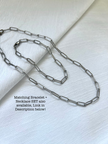 Silver Paperclip Padlock Necklace