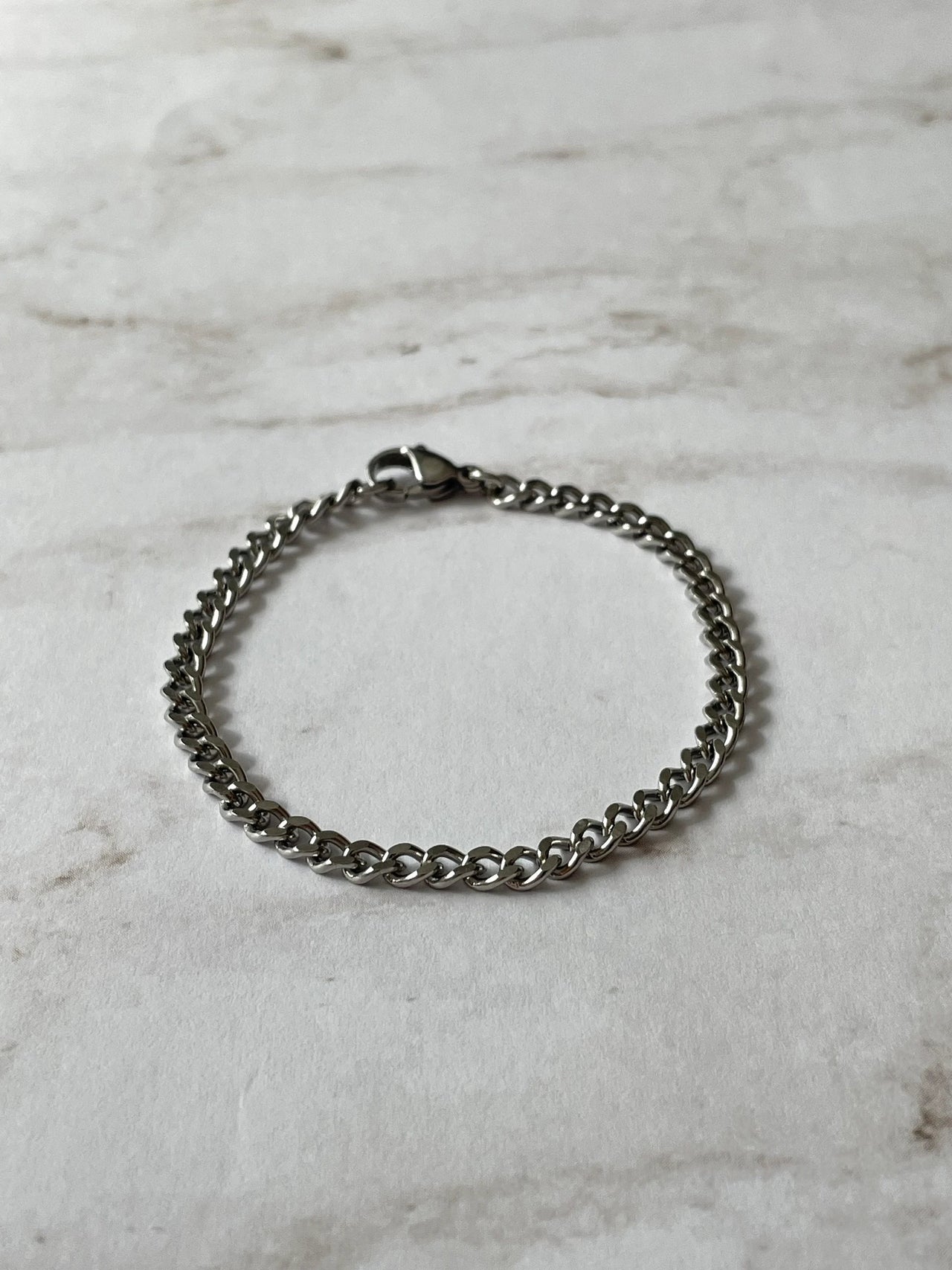 3.5mm Silver Curb Chain Bracelet