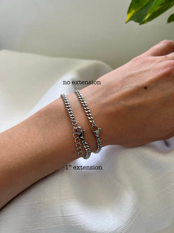 3.5mm Silver Curb Chain Bracelet