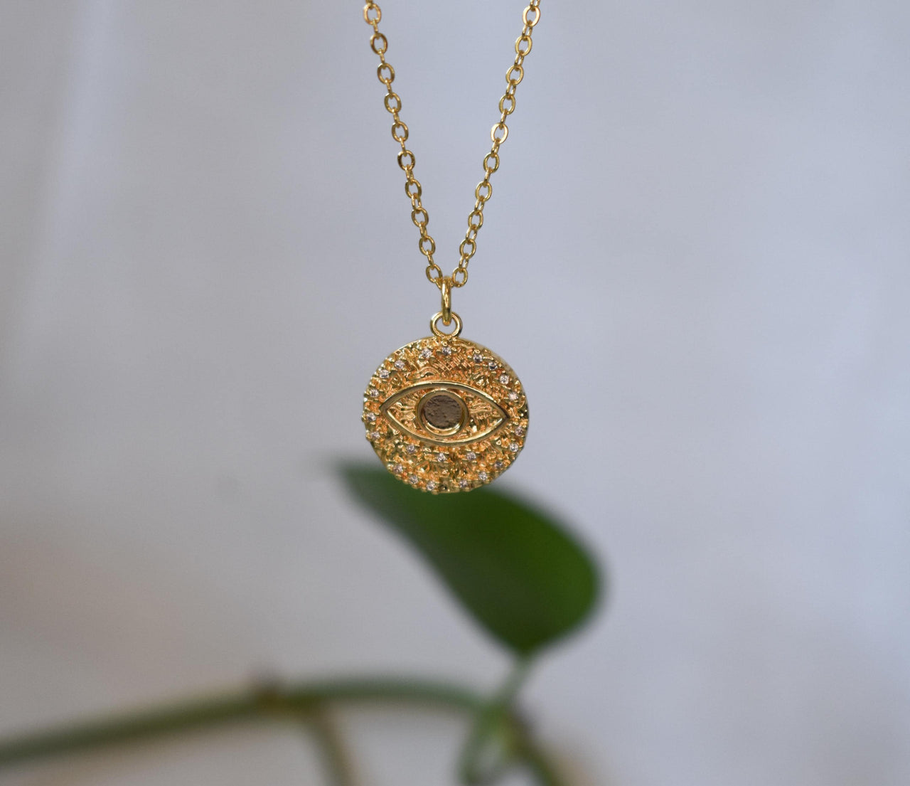 Gold Evil Eye Coin Necklace