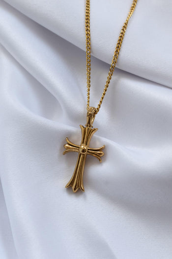 Gold Gothic Cross Curb Chain
