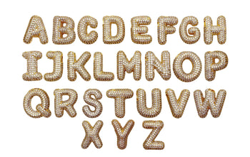 GOLD Pave Bubble Letter Pendant Necklace