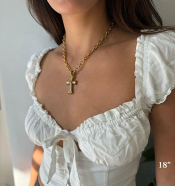 Gold Gothic Cross Necklace