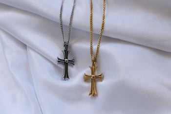 Gold Gothic Cross Curb Chain