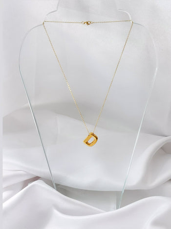 Gold Bubble Letter Pendant Necklace